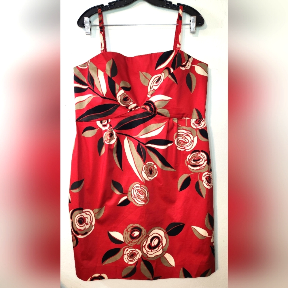 New York & Company Floral Red Dress